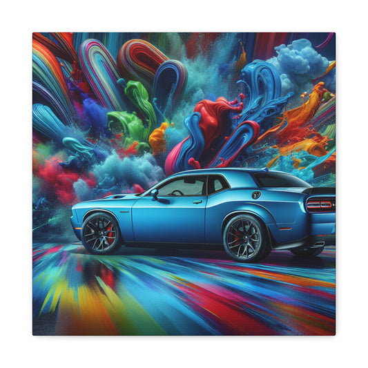 Dodge Challenger Artwork - Hand-Painted Stylish Car On Canvas, Large Wall Decor, Perfect Gift for Car Enthusiasts, & Vintage Car Lovers