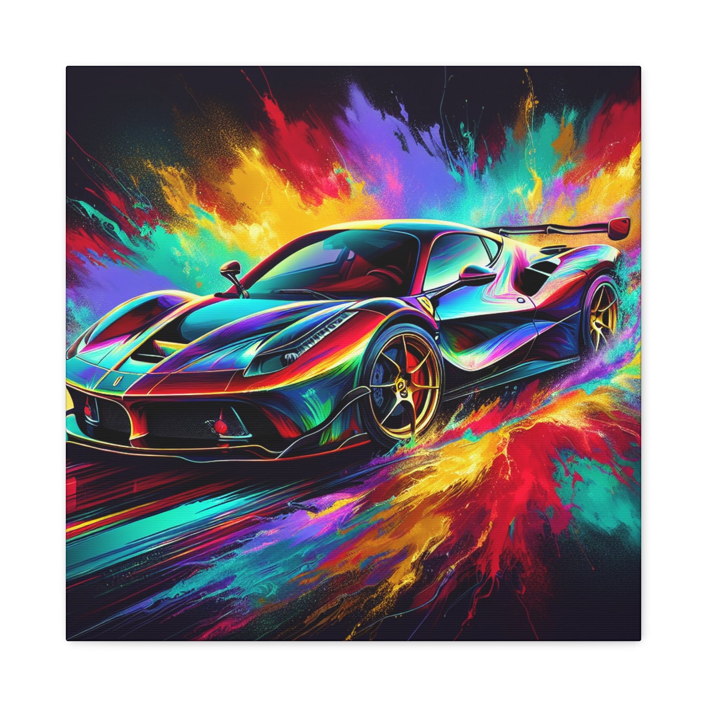 Ferrari Fine Art Canva Painting, Car Enthusiast Wall Decor, Hand-Painted Sports Car, Luxurious Home and Office Decoration, Unique Gift Idea