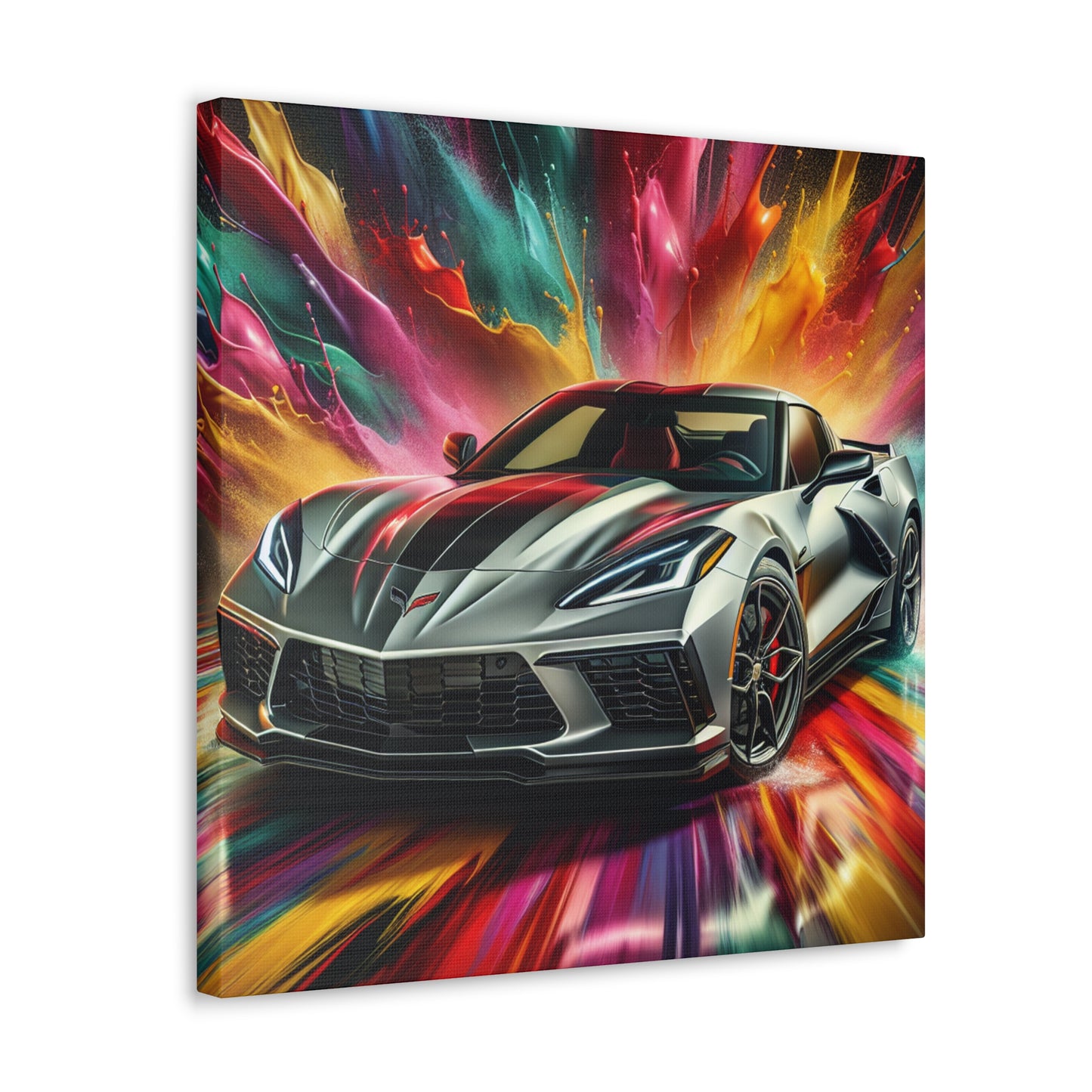 Chevrolet Corvette Canva Wall Art - Rustic Home Decor, Car Lover Gift, Unique Anniversary or Birthday Present, Auto Garage Decoration