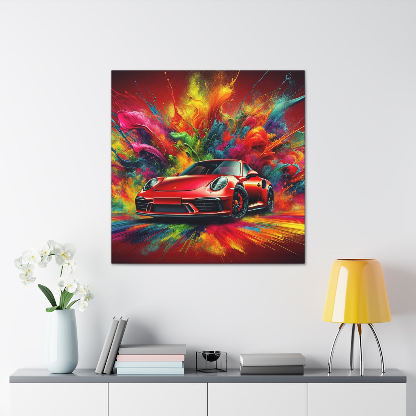 Porsche 911 Car Canva Painting, Hand Painted Wall Art, Luxury Sports Car Home Decor, Unique Gift for Car Enthusiasts and Porsche Lovers