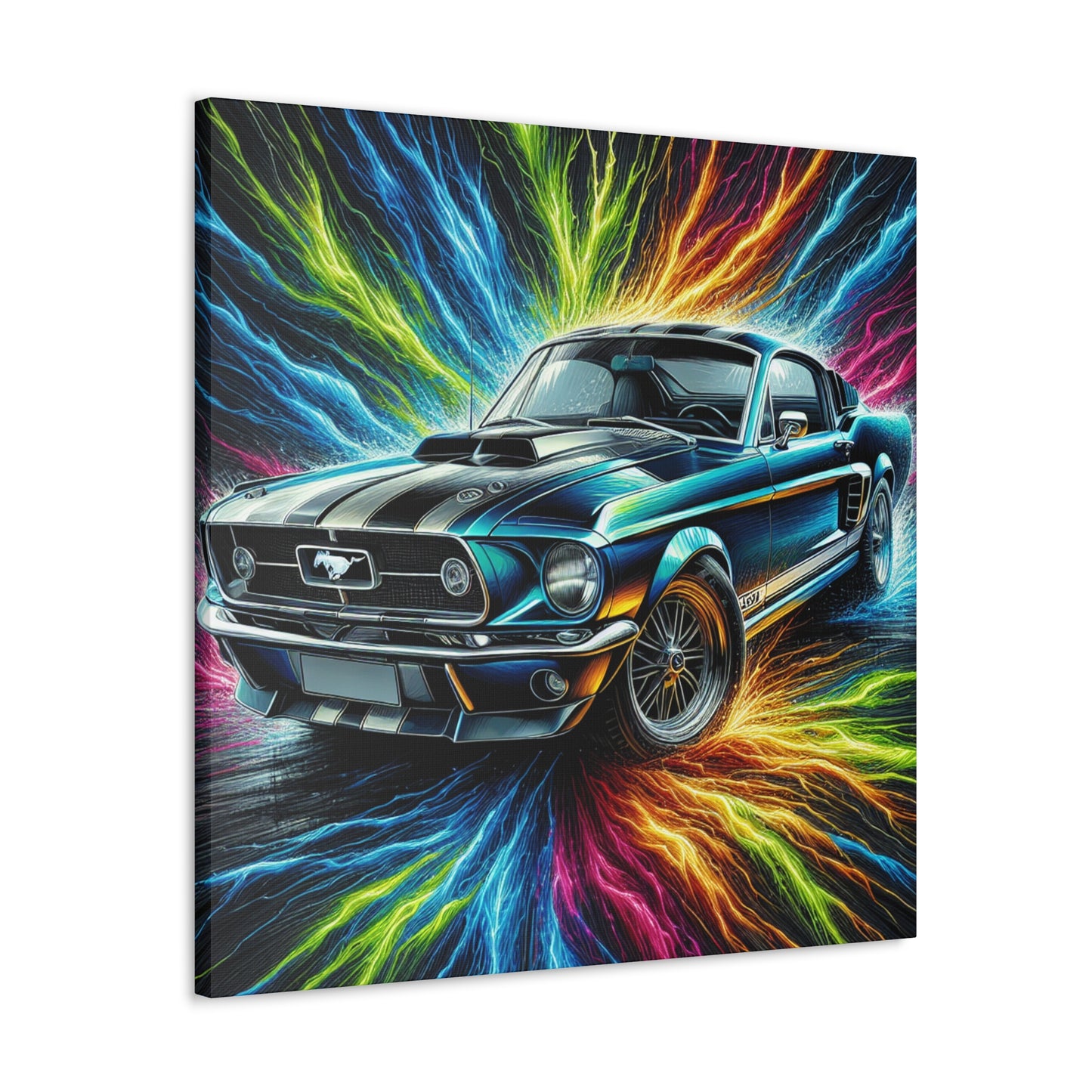 Vintage Ford Mustang Wall Art, Hand-Painted Car Canva, Perfect Gift for Auto Enthusiasts, Collector's Item, Home or Office Decor