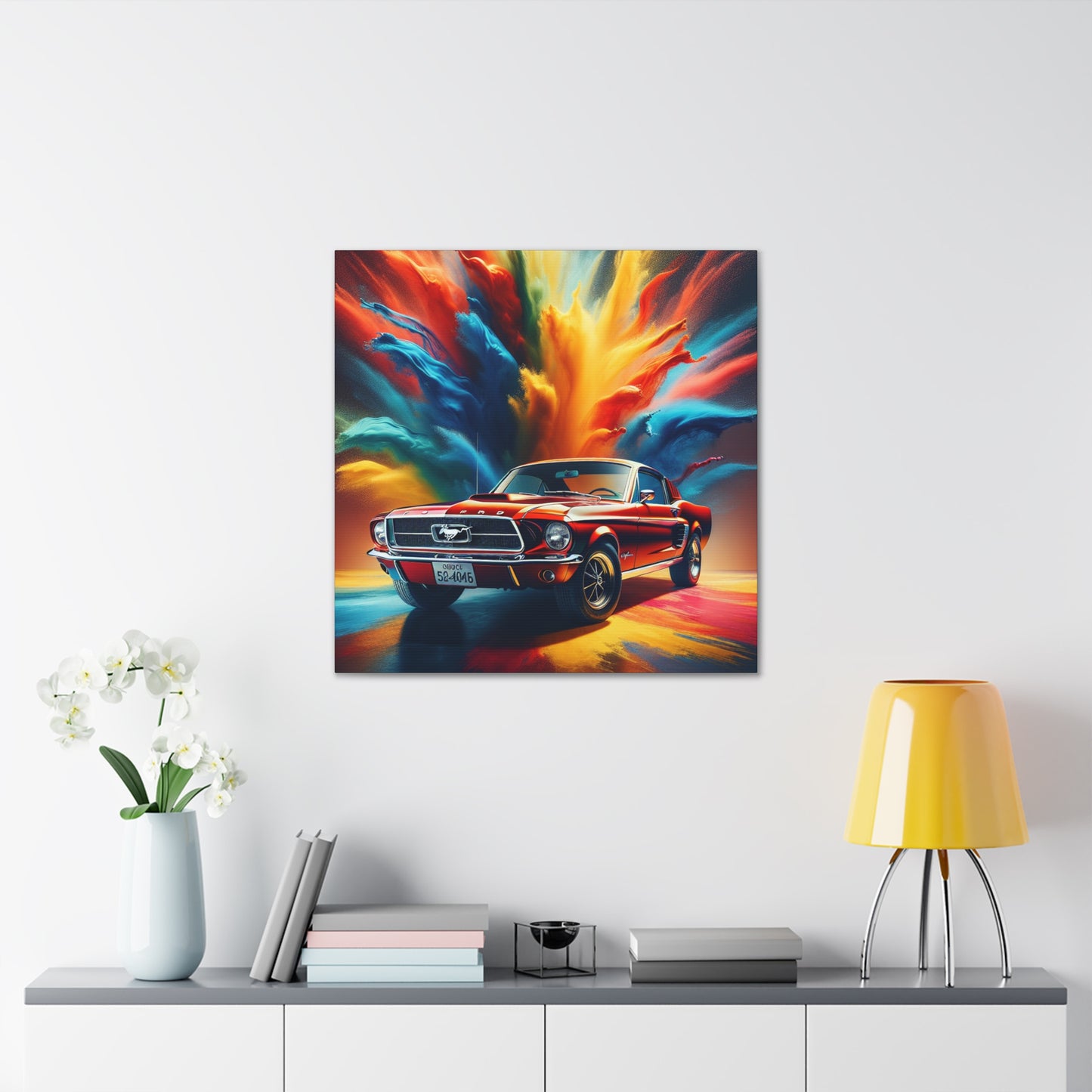 Ford Mustang Wall Decor Art - Classic Car Canva Painting - Modern Canvas Prints For Living Room, Bedroom, Man Cave, Car Enthusiasts