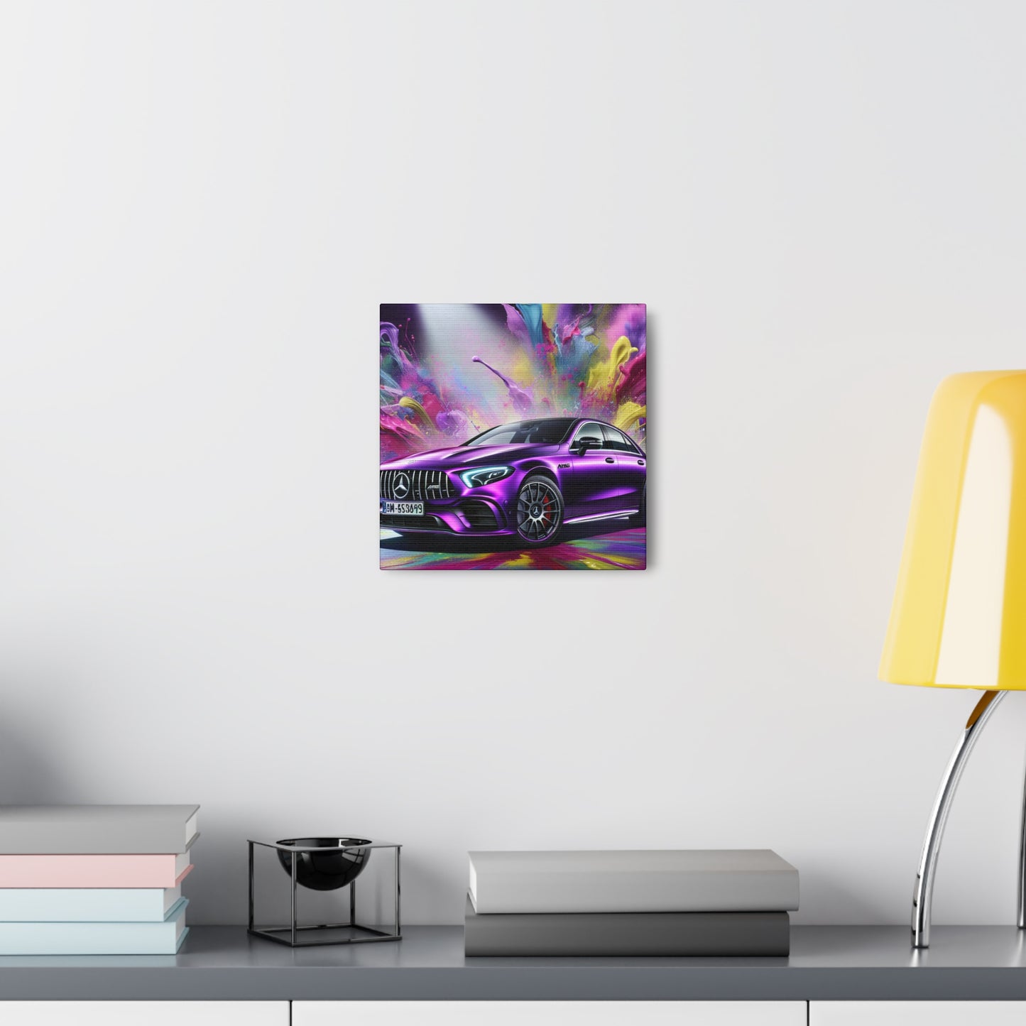 Mercedes AMG Luxury Sportscar Wall Art - Handmade Canvas Painting for Car Lovers, Automotive Decor, Exclusive Garage Artwork