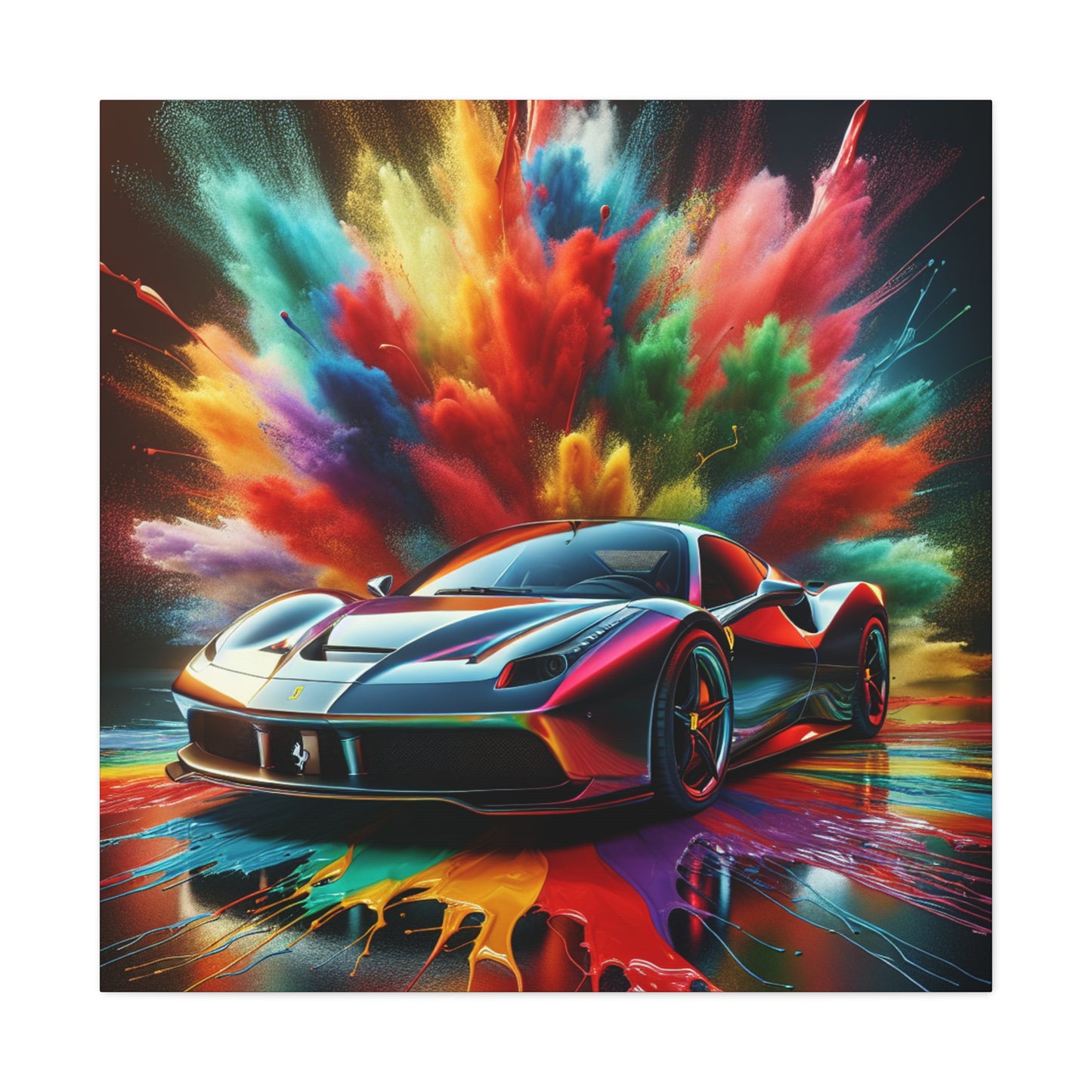 Ferrari Luxury Car Wall Art Canva Painting - Handmade Contemporary Home Decor for Men, Car Lovers and Collectors - Limited Edition Print