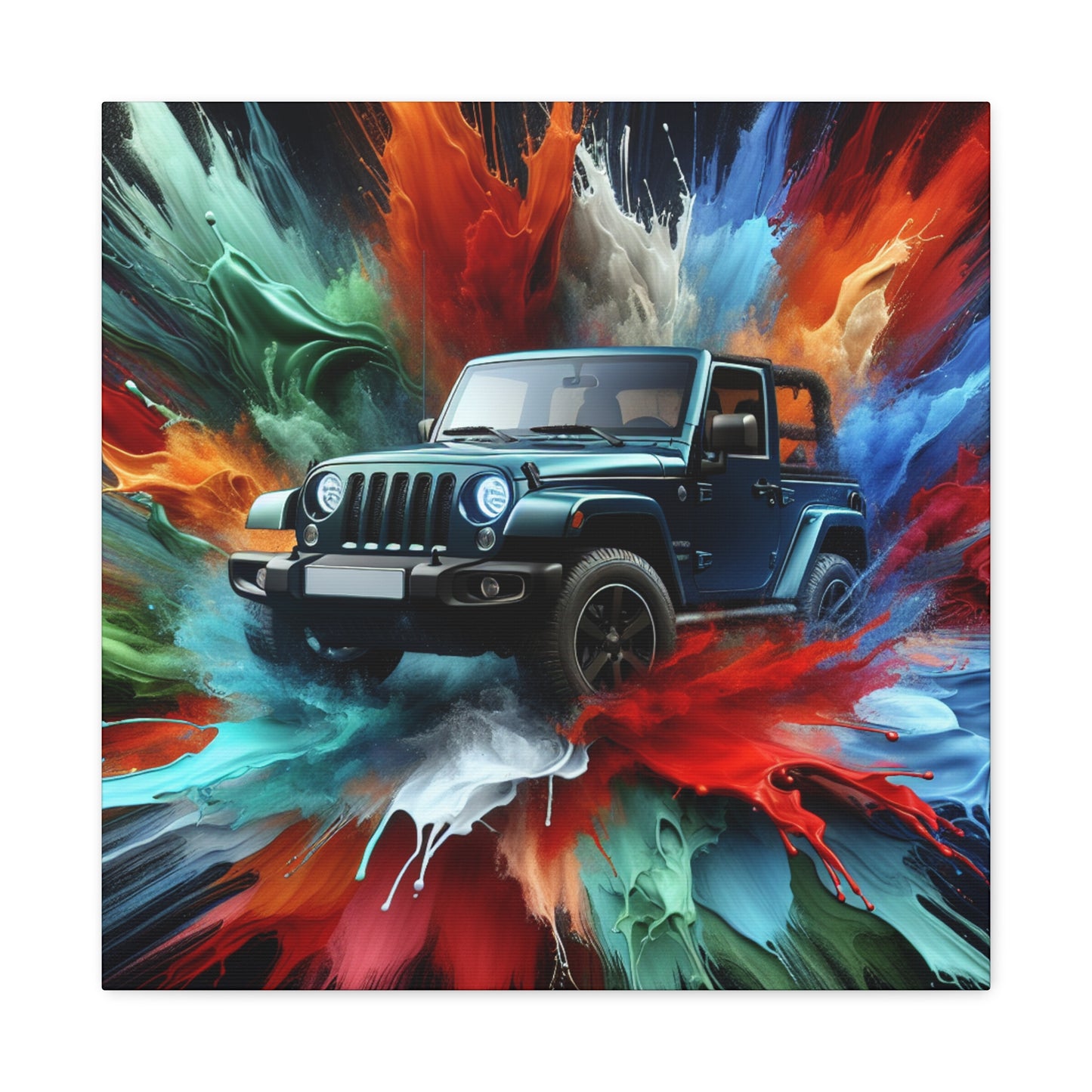 Jeep Wrangler Wall Art - Canva Painting, Car Artwork, Off-Road Vehicle Decor, Vintage Style Gift for Jeep Enthusiasts and Home Decoration