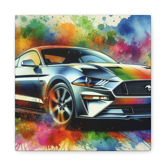 Ford Mustang Wall Art Canvas Painting - Vintage Car Enthusiast Gift, Automobile Decor, Garage Wall Hanging, Collector Item Mustang Artwork