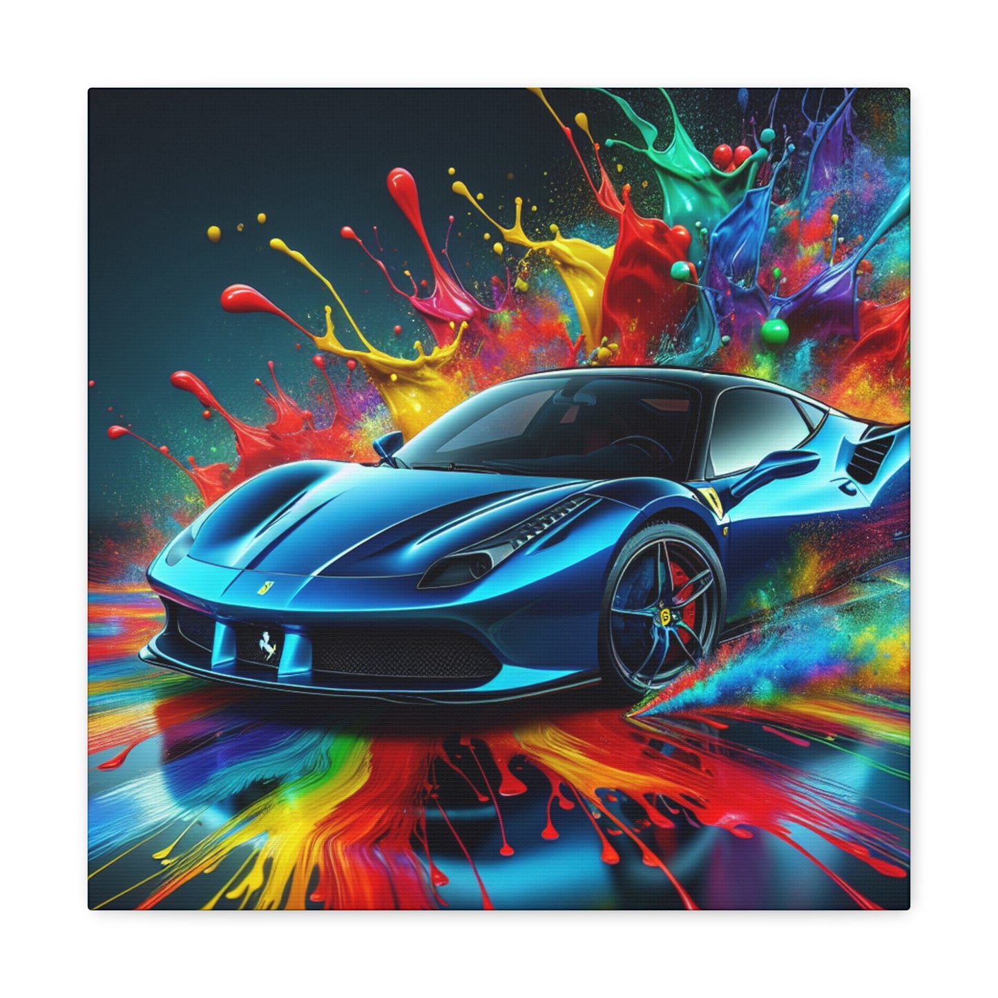 Ferrari Car Canva Painting, Luxury Sports Car Wall Decor, Unique Gift for Car Enthusiasts, High-quality Modern Home and Office Artwork