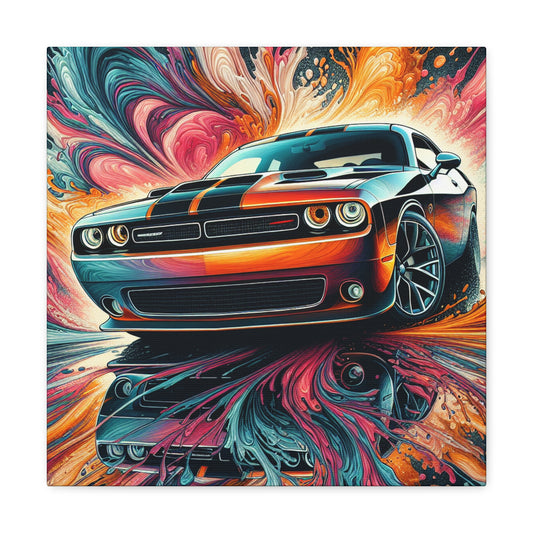 Vintage Dodge Challenger Wall Art, Handmade Car Canva Painting, Automotive Decor, Collector's Item, Must-Have for Car Enthusiasts, Home Decor