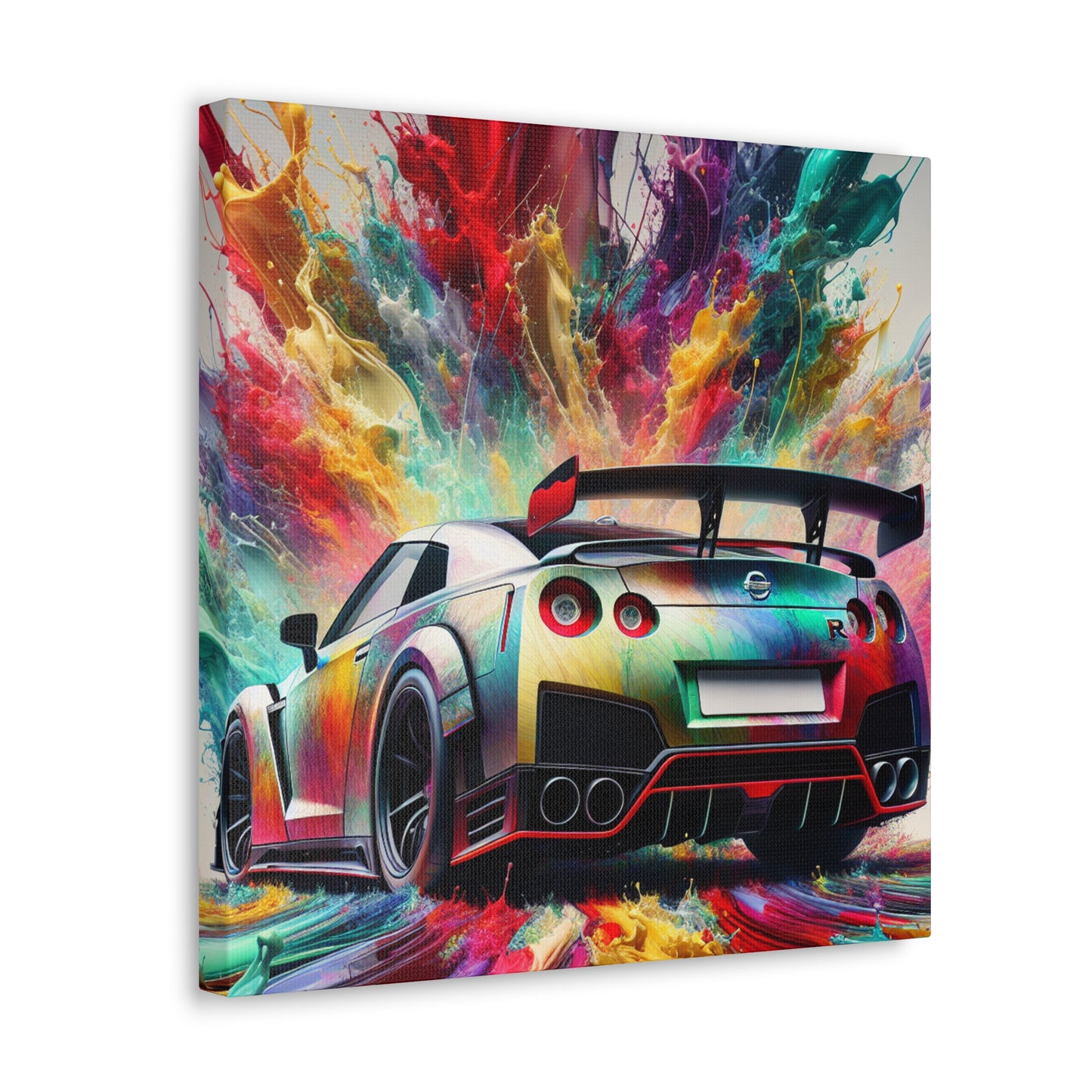 Nissan GT-R Handmade Canva Painting - Perfect for Car Lovers, Unique Wall Decor, Automotive Artwork, Contemporary Home Office Decor