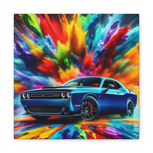 Dodge Challenger Artwork, Vintage Car Canva Painting, Wall Decor, Automotive Art, Classic Car Enthusiast Gift, Handmade Original Design