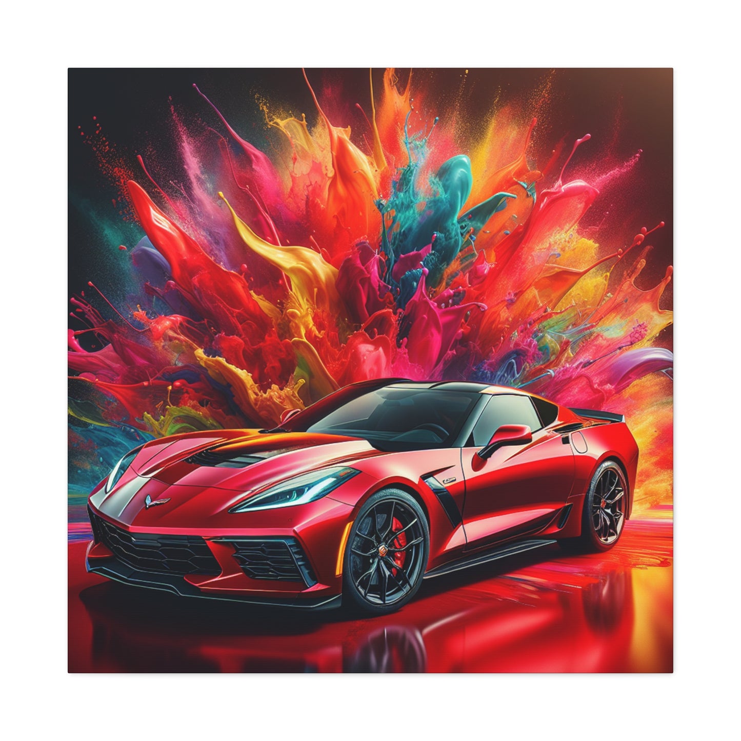 Chevrolet Corvette Canva Painting - Handmade Wall Art, Unique Car Themed Decor, Perfect Gift for Car Enthusiasts and Collectors