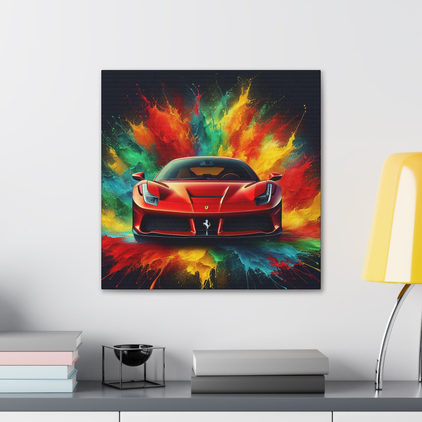 Ferrari Luxury Car Wall Art, Handmade Canvas Painting, Modern Home Decor, Unique Gift for Car Enthusiasts, Fine Art for Office and Garage