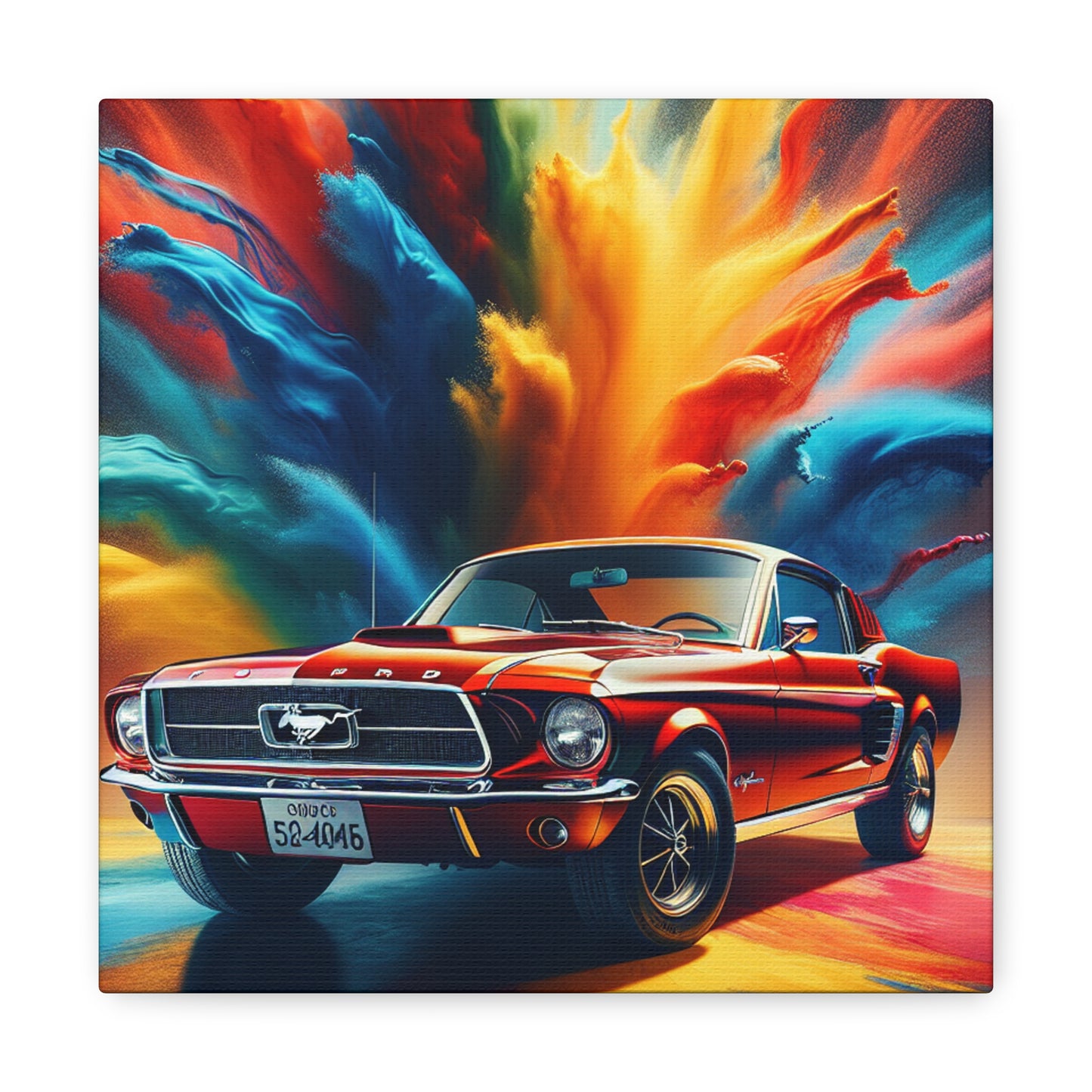 Ford Mustang Wall Decor Art - Classic Car Canva Painting - Modern Canvas Prints For Living Room, Bedroom, Man Cave, Car Enthusiasts