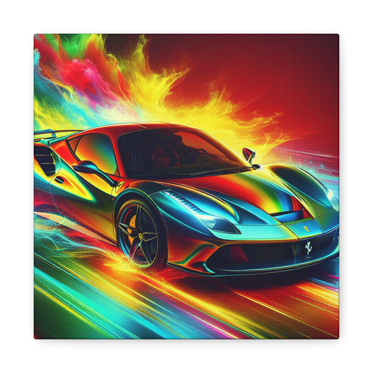 Ferrari Car Canva Art - Luxury Supercar Wall Decor, Hand Painted Canvas for Car Lovers, Exclusive Ferrari Inspired Home and Office Artwork