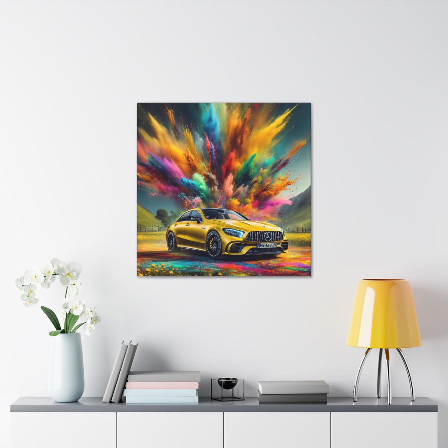 Mercedes AMG Wall Art Canva Painting - Luxury Car Decor, Hand-painted Artwork, Ideal for Automotive Enthusiasts and Home Decoration