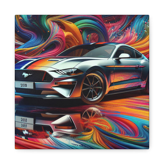 Vintage Ford Mustang Wall Art Canva Painting - Ideal Classic Car Lover's Gift - Home Decor, Man Cave Decorated with High Quality Prints