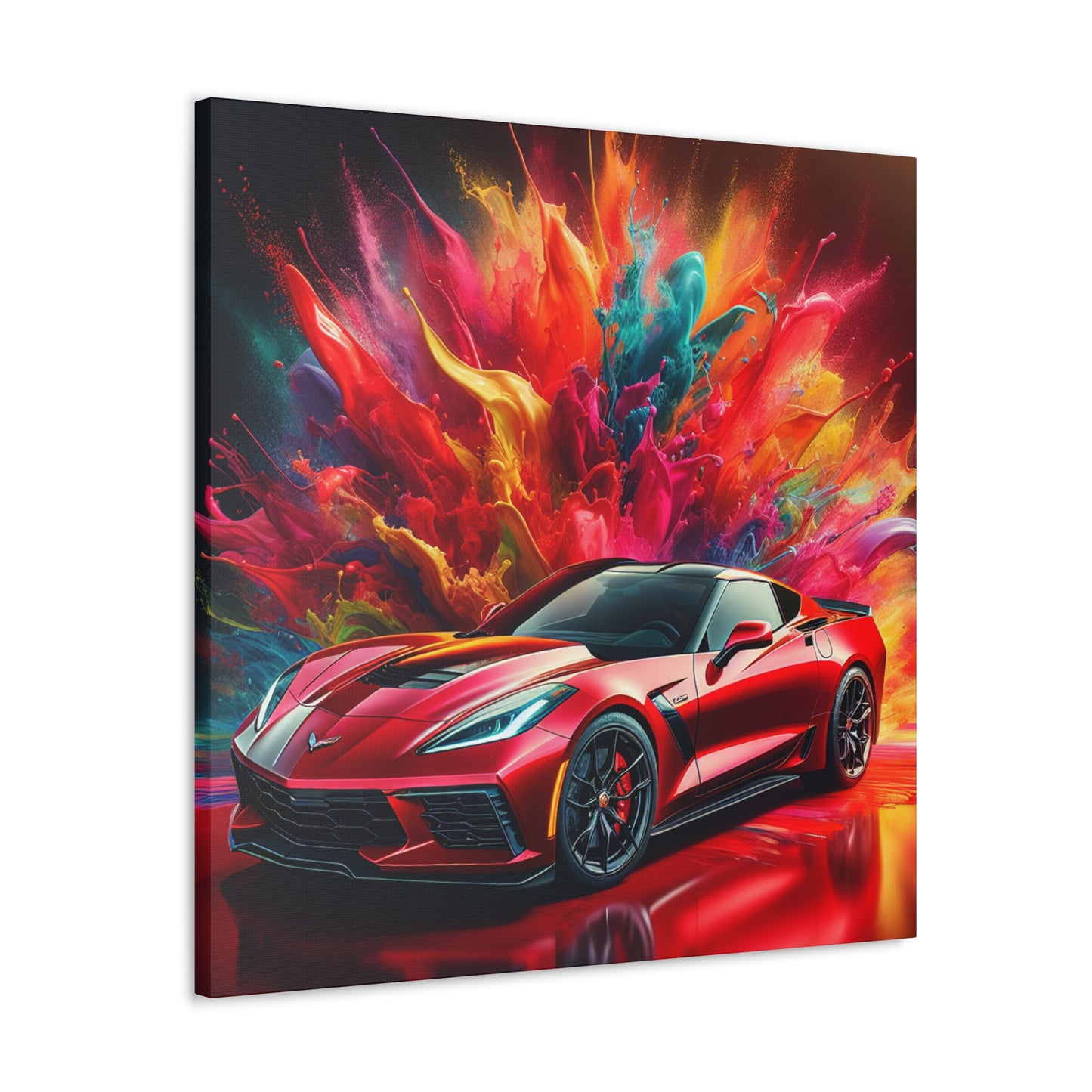 Chevrolet Corvette Canva Painting - Handmade Wall Art, Unique Car Themed Decor, Perfect Gift for Car Enthusiasts and Collectors