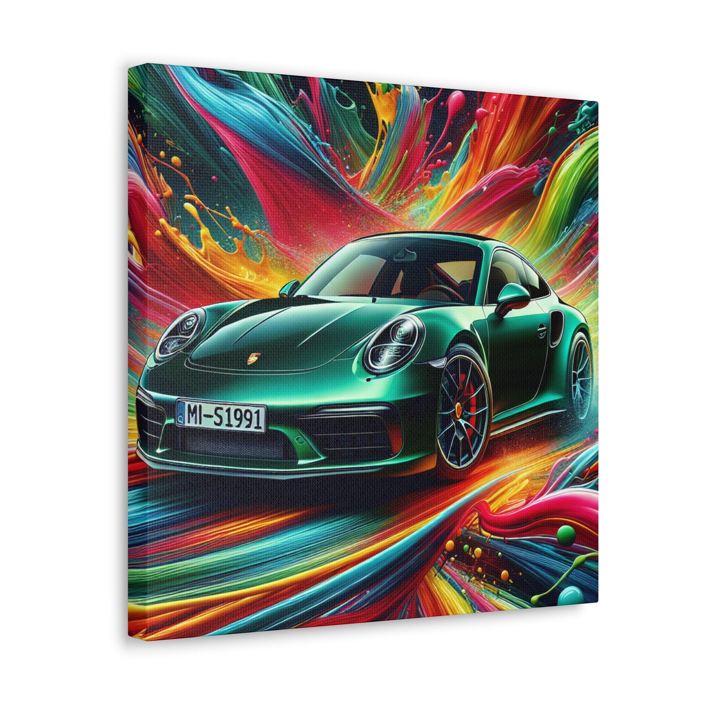 Porsche 911 Canva Art Print - Luxury Car Wall Decor, Sports Car Lover Gift, Exquisite Automobile Painting, High-Performance Vehicle Artwork