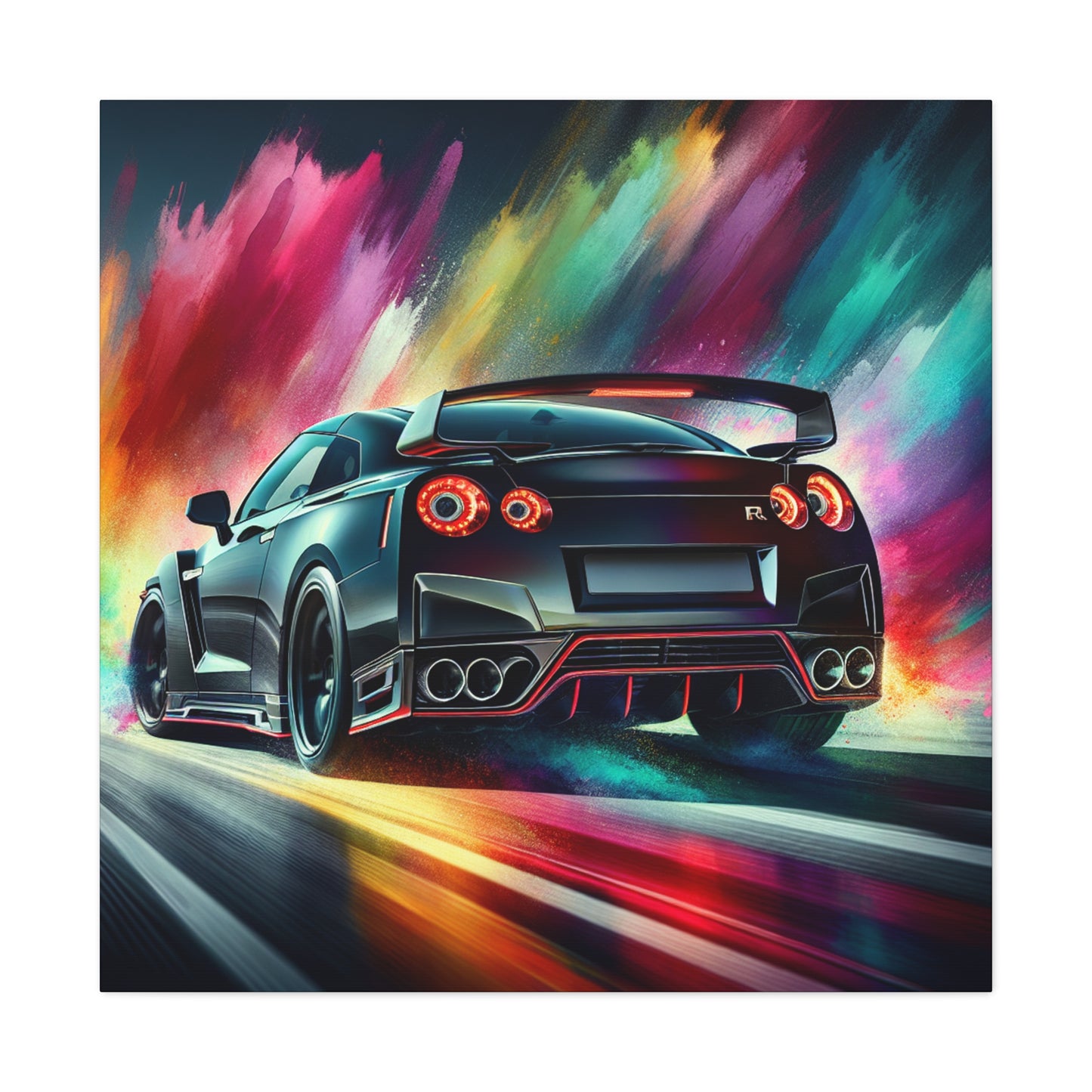 Nissan GT-R Canva, Handpainted Wall Art, Sports Car Enthusiast Gift, Home Decor, Premium Quality Canvas, Unique Artwork for Man Cave