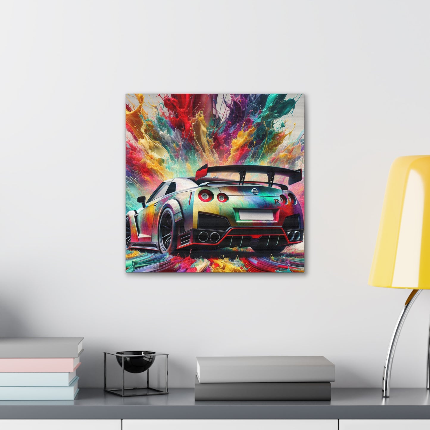 Nissan GT-R Handmade Canva Painting - Perfect for Car Lovers, Unique Wall Decor, Automotive Artwork, Contemporary Home Office Decor