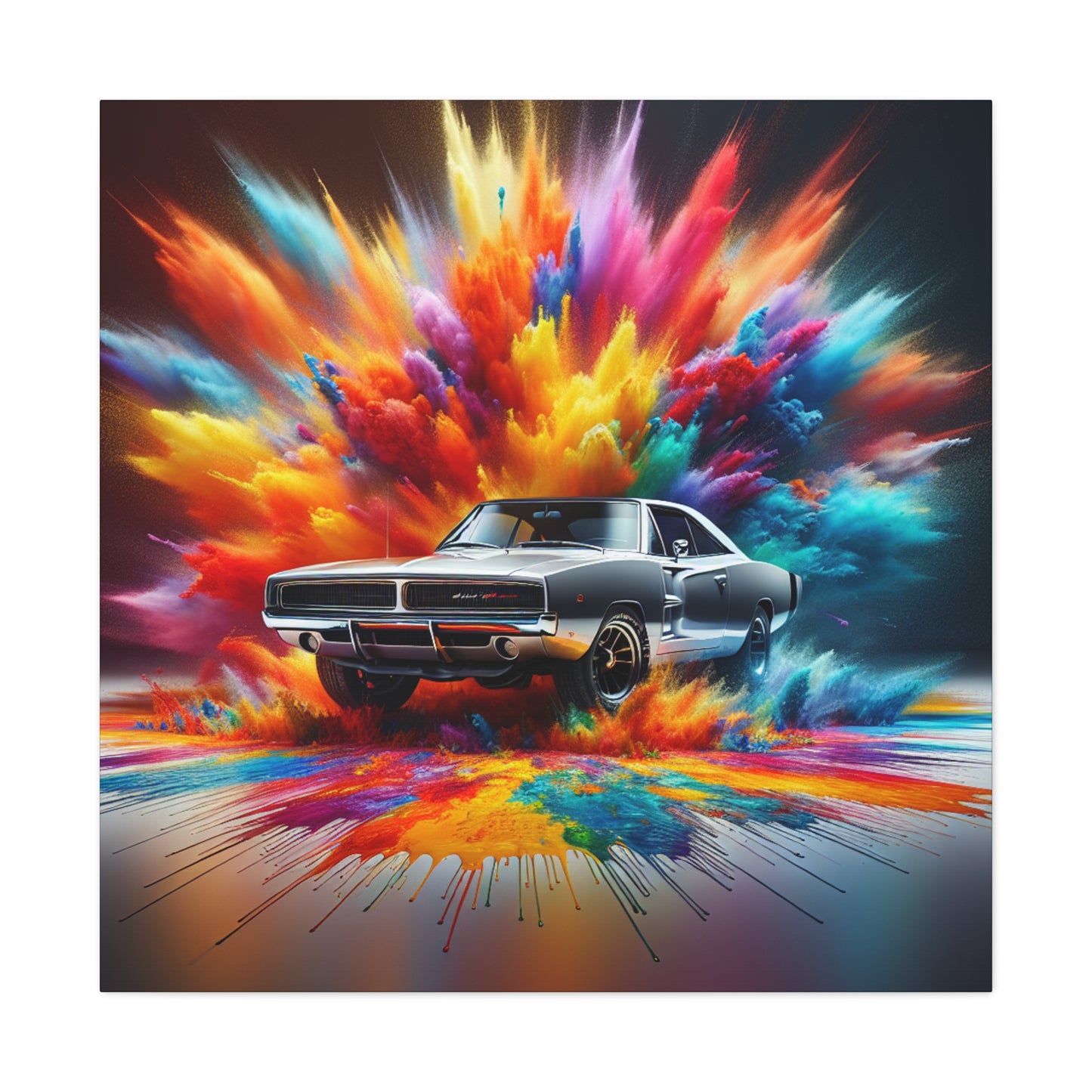 Vintage Dodge Charger Wall Art, High-Quality Car Canva Painting, Perfect for Garage Decor and Car Enthusiast Gifts