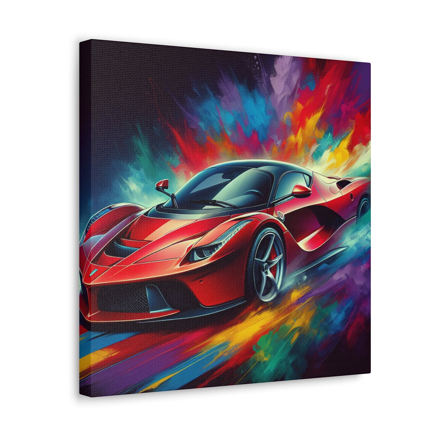 Ferrari Car Wall Canvas Painting - Hand-painted Luxury Sports Car Artwork for Home Decor, Unique Gift for Car Enthusiasts and Collectors