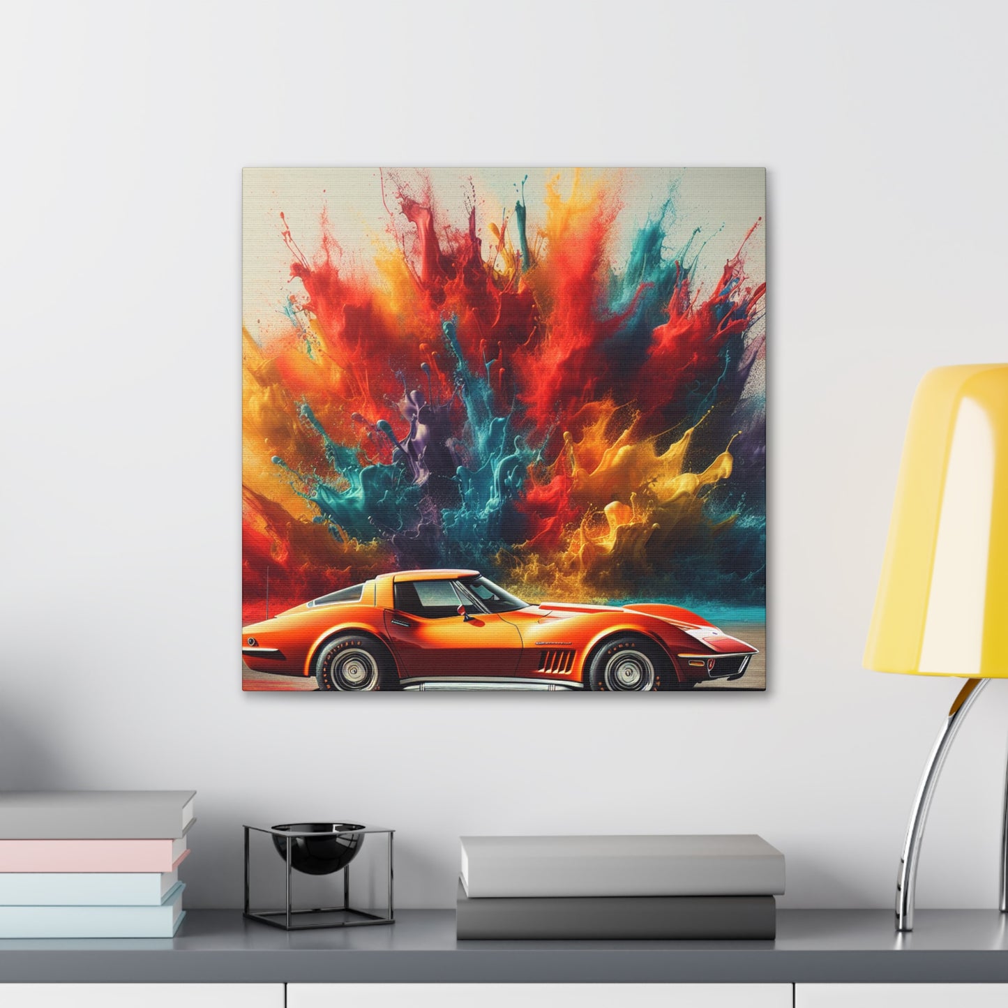 Chevrolet Corvette Canva Painting - Luxury Car Art, Wall Decor - Gift for Car Enthusiast, Perfect for Man Cave or Garage