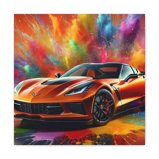 Chevrolet Corvette Wall Art - Handmade Canva Painting, Car Enthusiasts Decor, Classic Car Artwork, Vintage Automotive, Original Design Gift