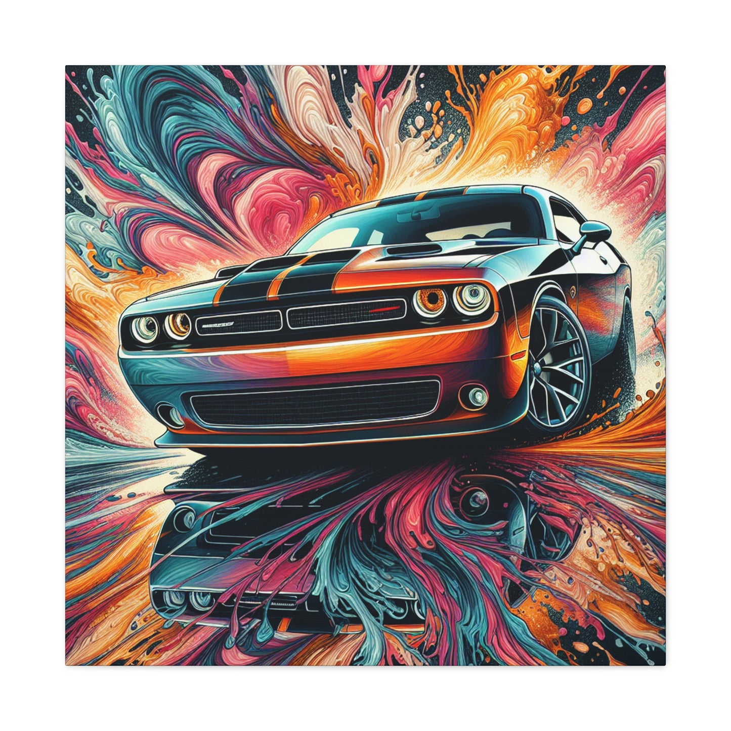 Vintage Dodge Challenger Wall Art, Handmade Car Canva Painting, Automotive Decor, Collector's Item, Must-Have for Car Enthusiasts, Home Decor