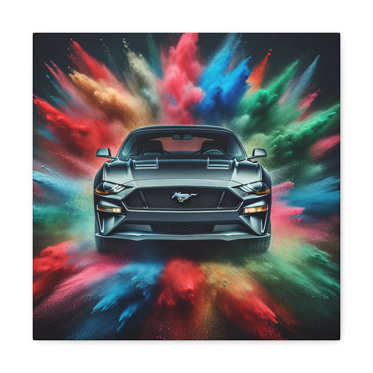 Ford Mustang Vintage Artwork - Handmade Canvas Painting, Wall Decor, Classic Car Lover Gift Idea, Home and Office Decoration Piece