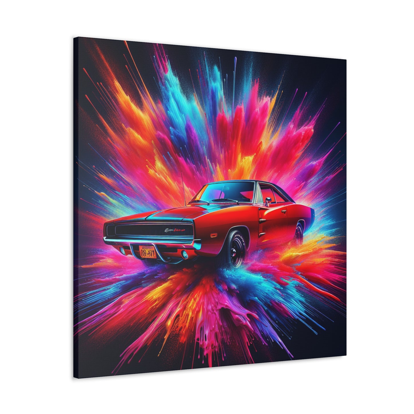 Dodge Charger Wall Art - Vintage Style Car Canva, Perfect for Man Cave, Gift for Car Enthusiasts and Classic Car Lover