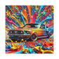 Vintage Ford Mustang Wall Art, Hand Painted Mustang Canvas Print, Classic Car Lover Gift, Home Office Decor, Man Cave Artwork, Collector Item