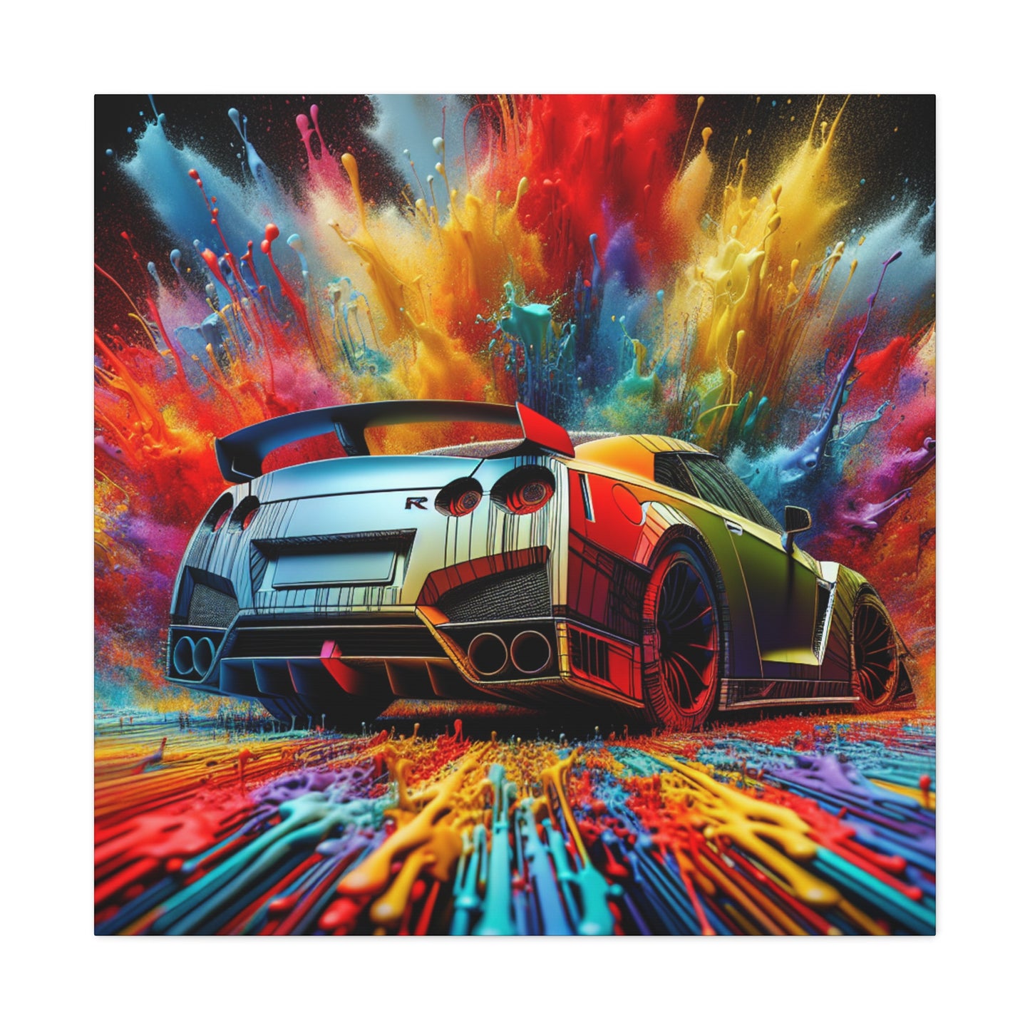 Nissan GT-R Canva Painting, Exquisite Wall Decor, Car Enthusiast Gift, Automotive Art, Racing Theme Room, Handmade GT-R Canva Print