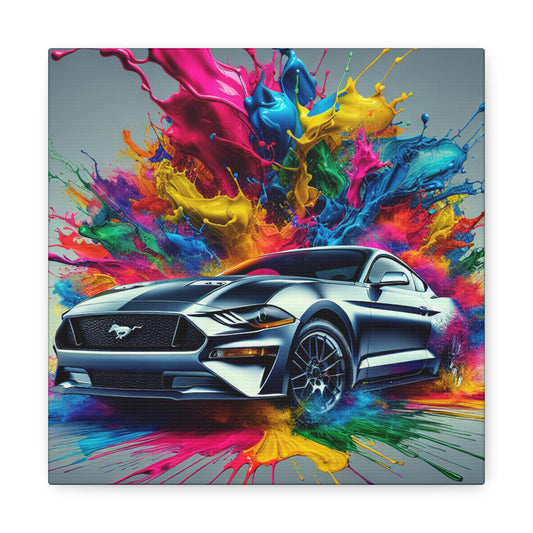 Vintage Ford Mustang Wall Art - Handmade Canva Painting for Car Lovers and Home Décor - Unique Gift Idea for Men