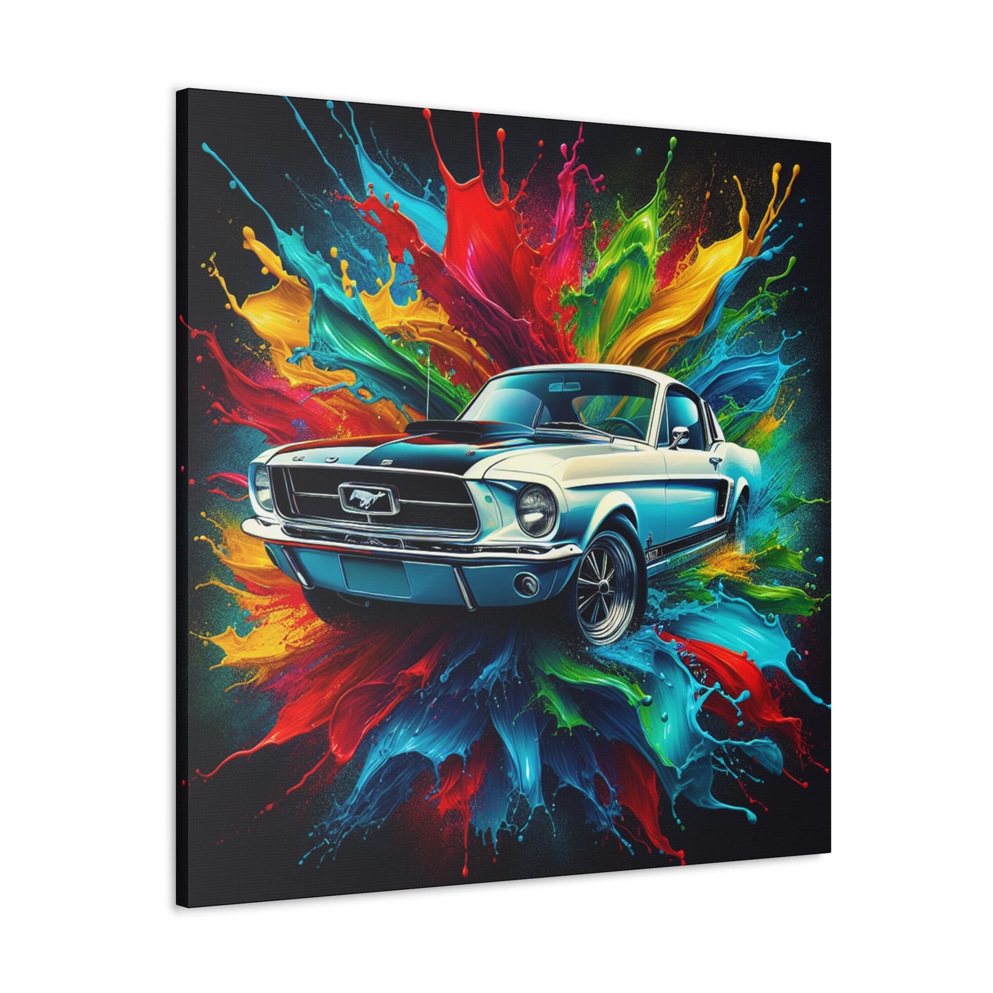 Ford Mustang Wall Art Canva Painting - Classic Car Decor, Muscle Car Artwork, Garage or Man Cave Decoration, Unique Car Lover Gift