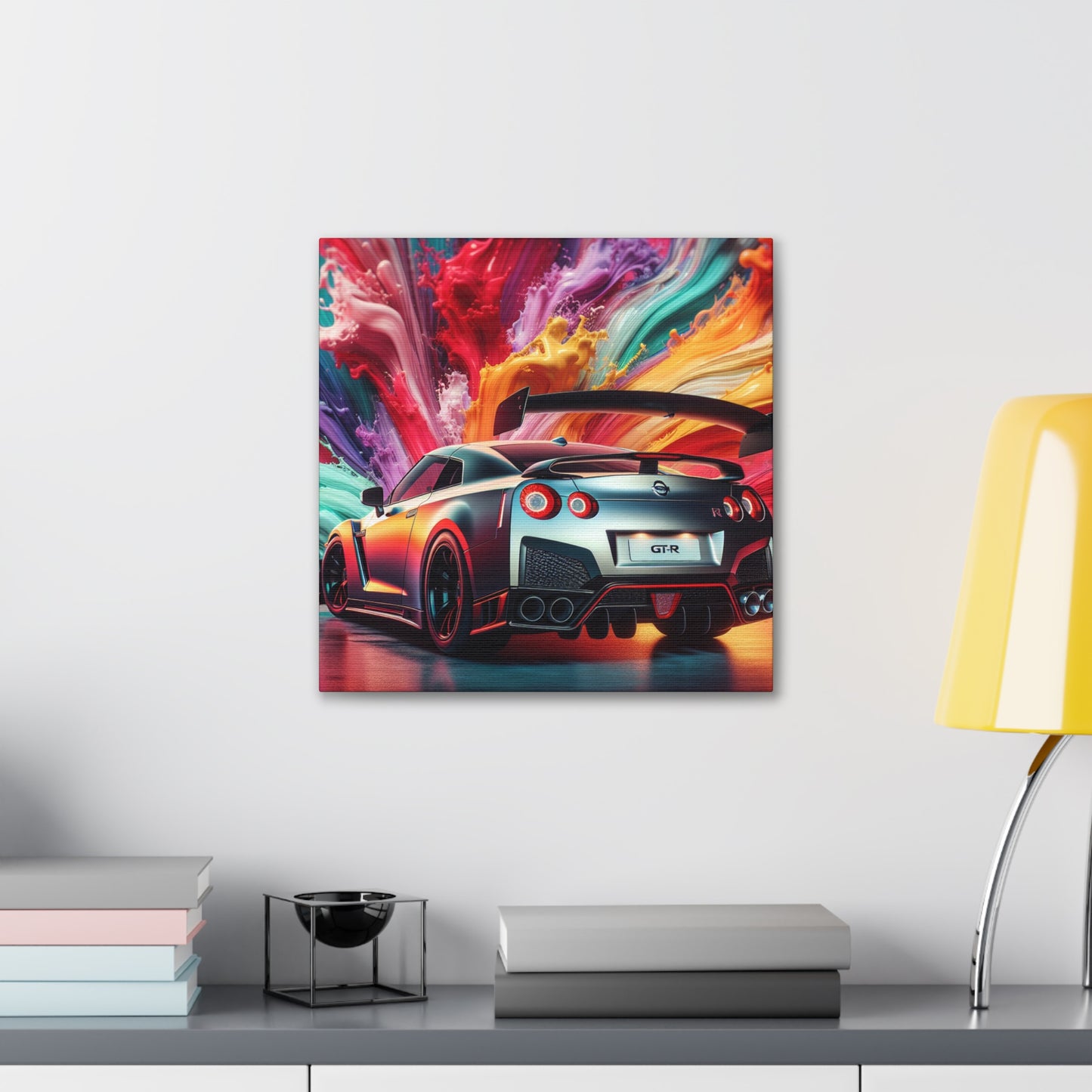 Nissan GT-R Canva Painting, Handmade Wall Art, Home Decor, Car Enthusiast Gift, Automotive Artwork, Large Car Print, Modern Style Decor