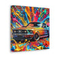 Vintage Ford Mustang Wall Art, Hand Painted Mustang Canvas Print, Classic Car Lover Gift, Home Office Decor, Man Cave Artwork, Collector Item