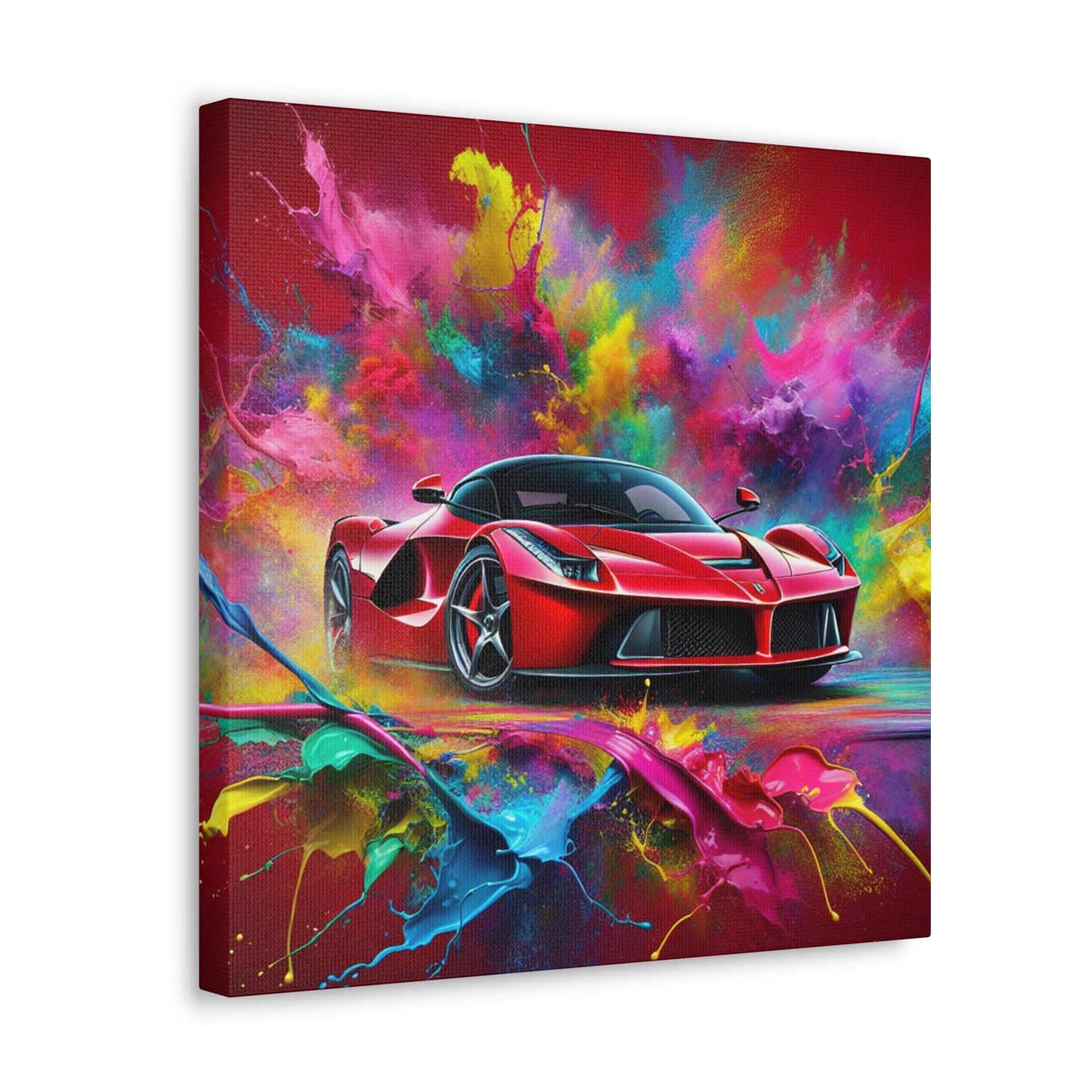 Premium Ferrari Artwork, Hand-Painted Canvas for Car Lovers, Wall Decor, High-End Luxury Car Canvas Painting, Perfect for Home or Office