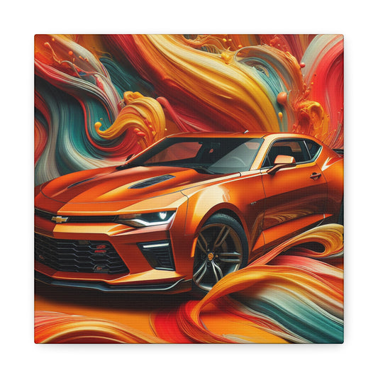 Vintage Chevrolet Camaro Wall Art Canva Painting, Car Enthusiasts Decor, Auto Garage Living Room Design, Perfect Gift for Car Lovers