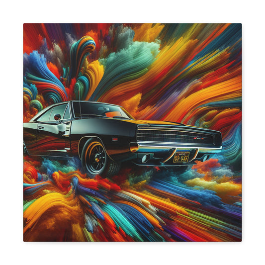 Premium Dodge Charger Canva Art, Classic Car Wall Decor, Vintage Automobile Painting, Gift for Car Enthusiast and Collector, Home Decoration