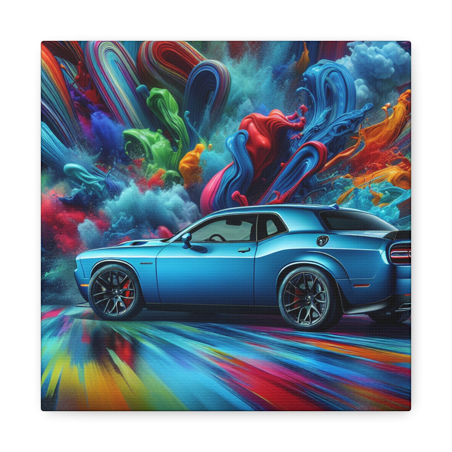 Dodge Challenger Artwork - Hand-Painted Stylish Car On Canvas, Large Wall Decor, Perfect Gift for Car Enthusiasts, & Vintage Car Lovers