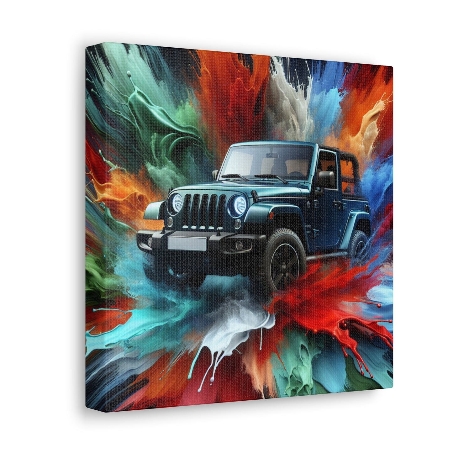 Jeep Wrangler Wall Art - Canva Painting, Car Artwork, Off-Road Vehicle Decor, Vintage Style Gift for Jeep Enthusiasts and Home Decoration