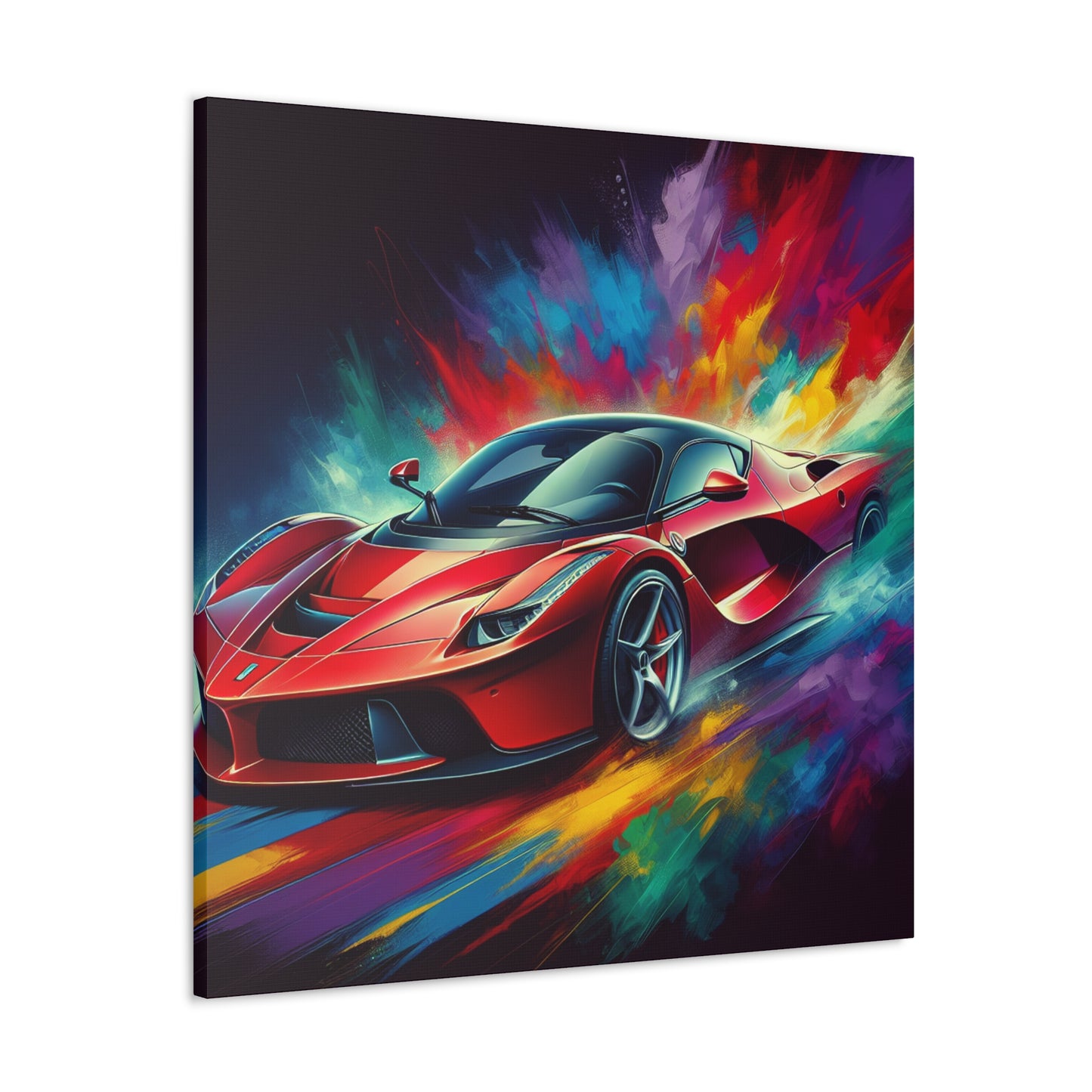 Ferrari Car Wall Canvas Painting - Hand-painted Luxury Sports Car Artwork for Home Decor, Unique Gift for Car Enthusiasts and Collectors