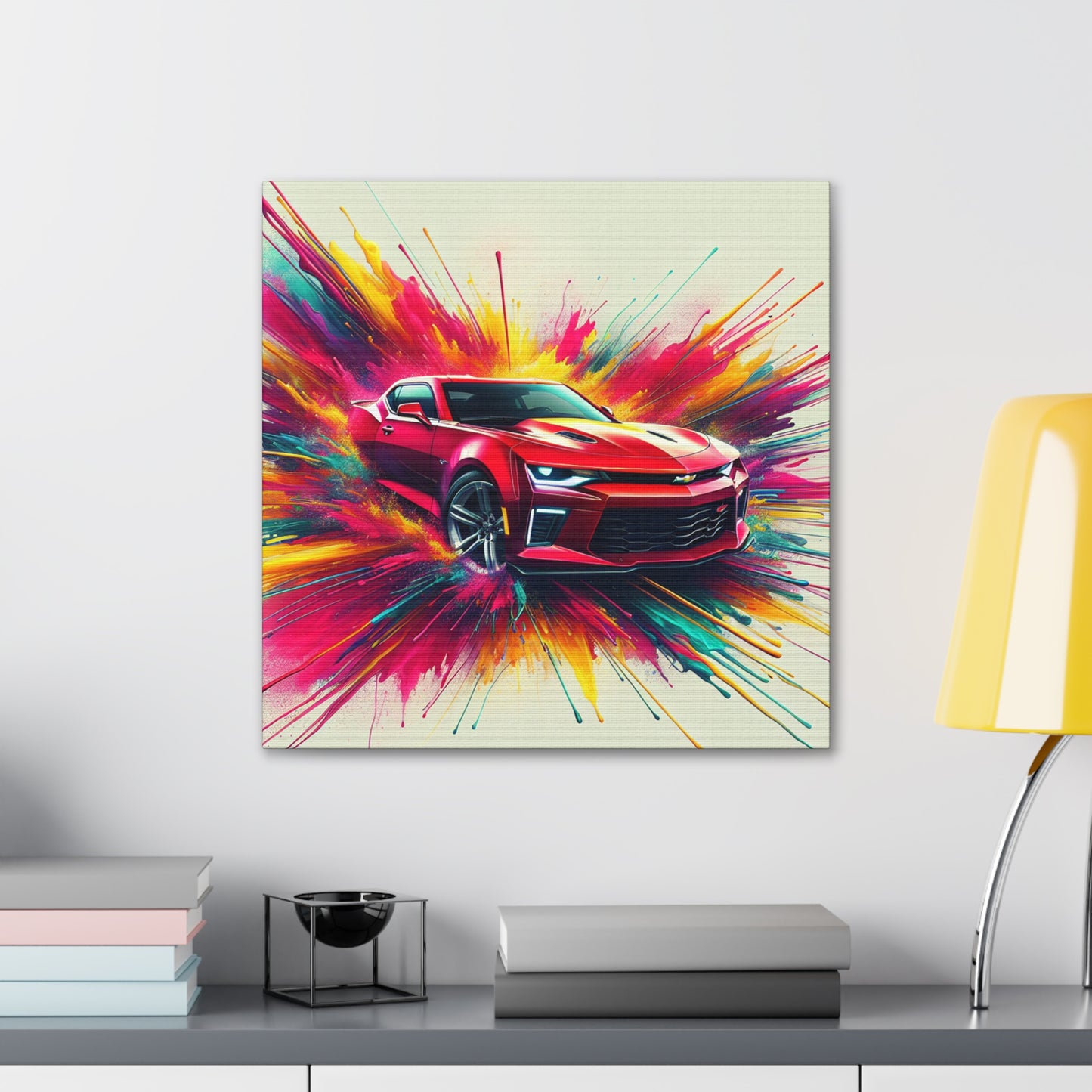 Chevrolet Camaro Wall Art - Classic Car Canva Painting - Unique Gift for Car Enthusiasts - Decor for Garage, Man Cave, Office, and Lounge