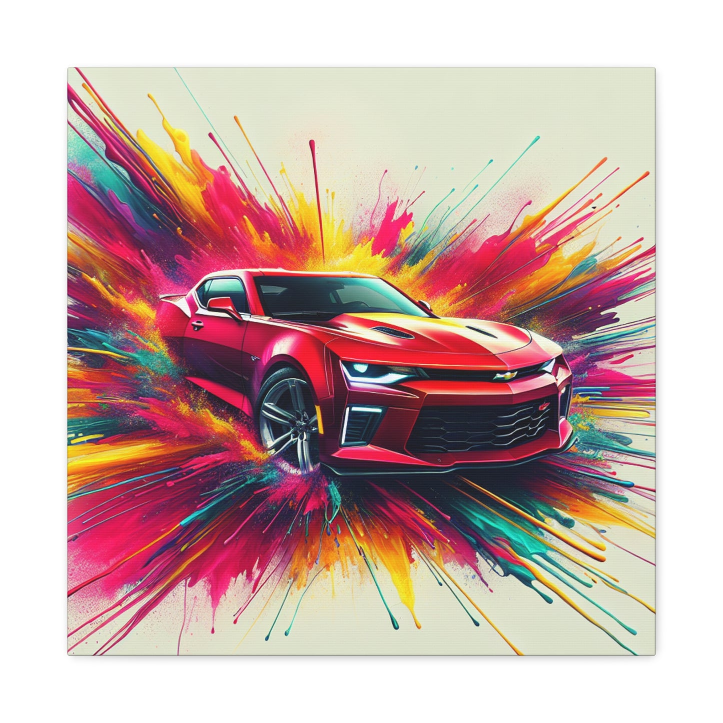 Chevrolet Camaro Wall Art - Classic Car Canva Painting - Unique Gift for Car Enthusiasts - Decor for Garage, Man Cave, Office, and Lounge