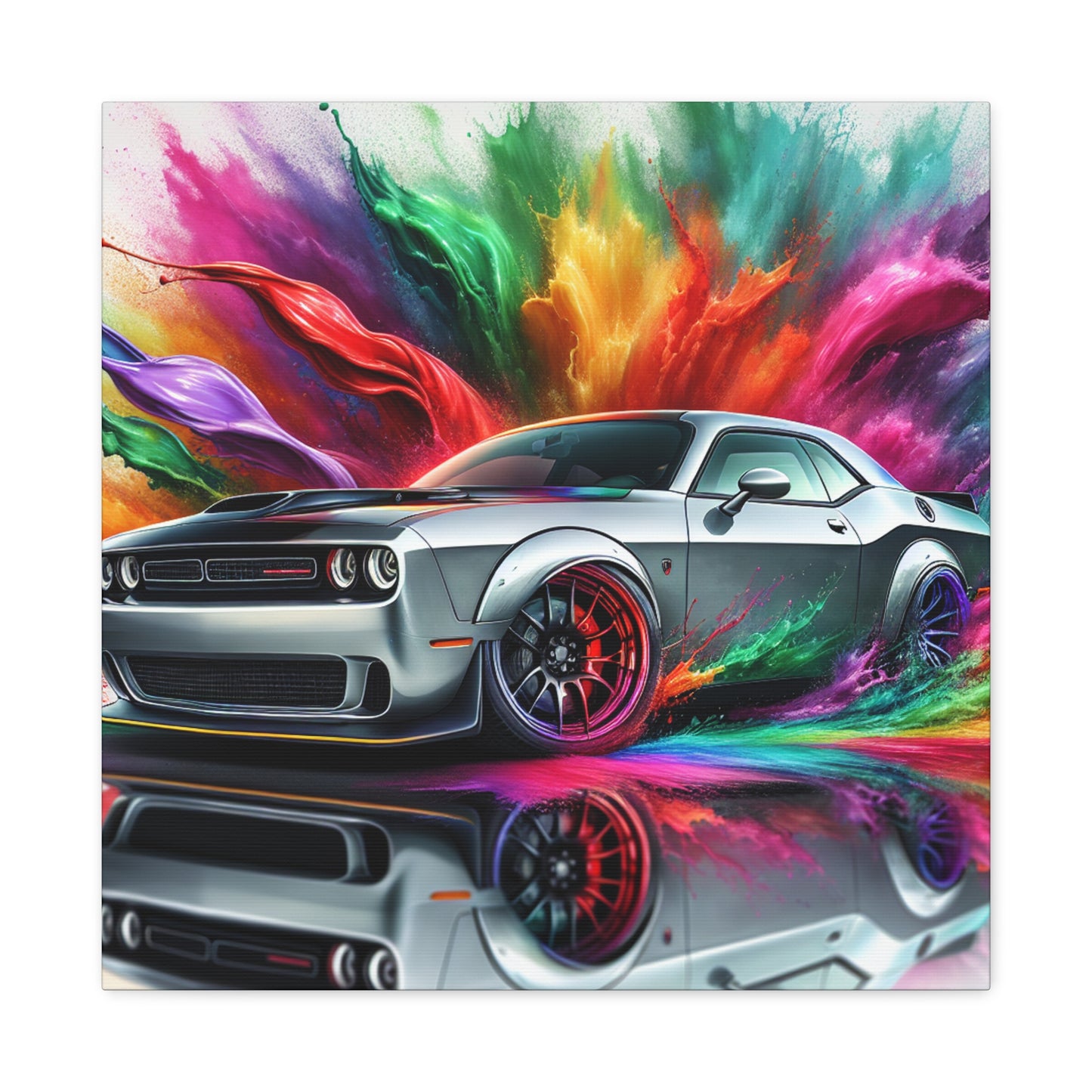 Dodge Challenger Canvas Painting, Classic Car Wall Art, Automotive Decor, Race Car Artwork, Man Cave Gift, For Car Lovers and Enthusiasts