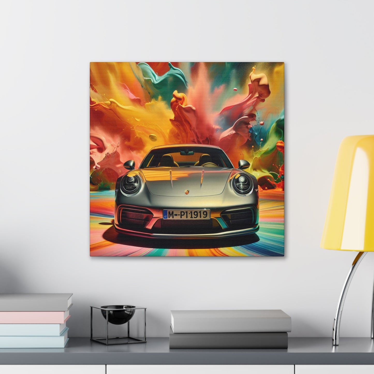 Porsche 911 Canva Painting, Sports Car Wall Art, Luxury Garage Decor, Auto Enthusiast Gift, Home Decoration, High Quality Print