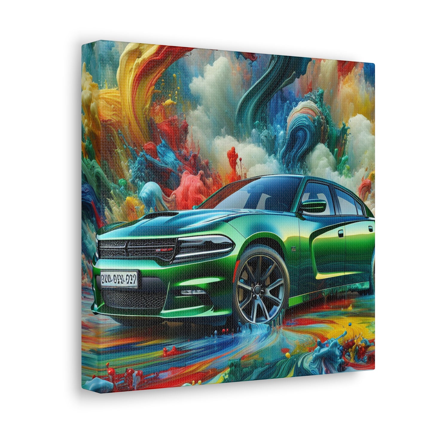 Dodge Charger Canva Art - Muscle Car Wall Decor, Automotive Enthusiast Gift, Unique Canvas Painting, Classic Car Lover Home Decoration