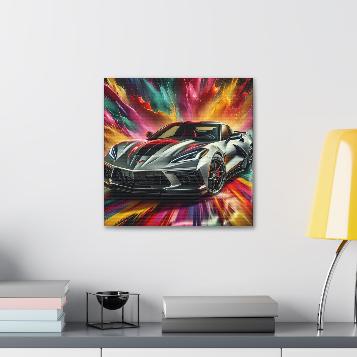 Chevrolet Corvette Canva Wall Art - Rustic Home Decor, Car Lover Gift, Unique Anniversary or Birthday Present, Auto Garage Decoration