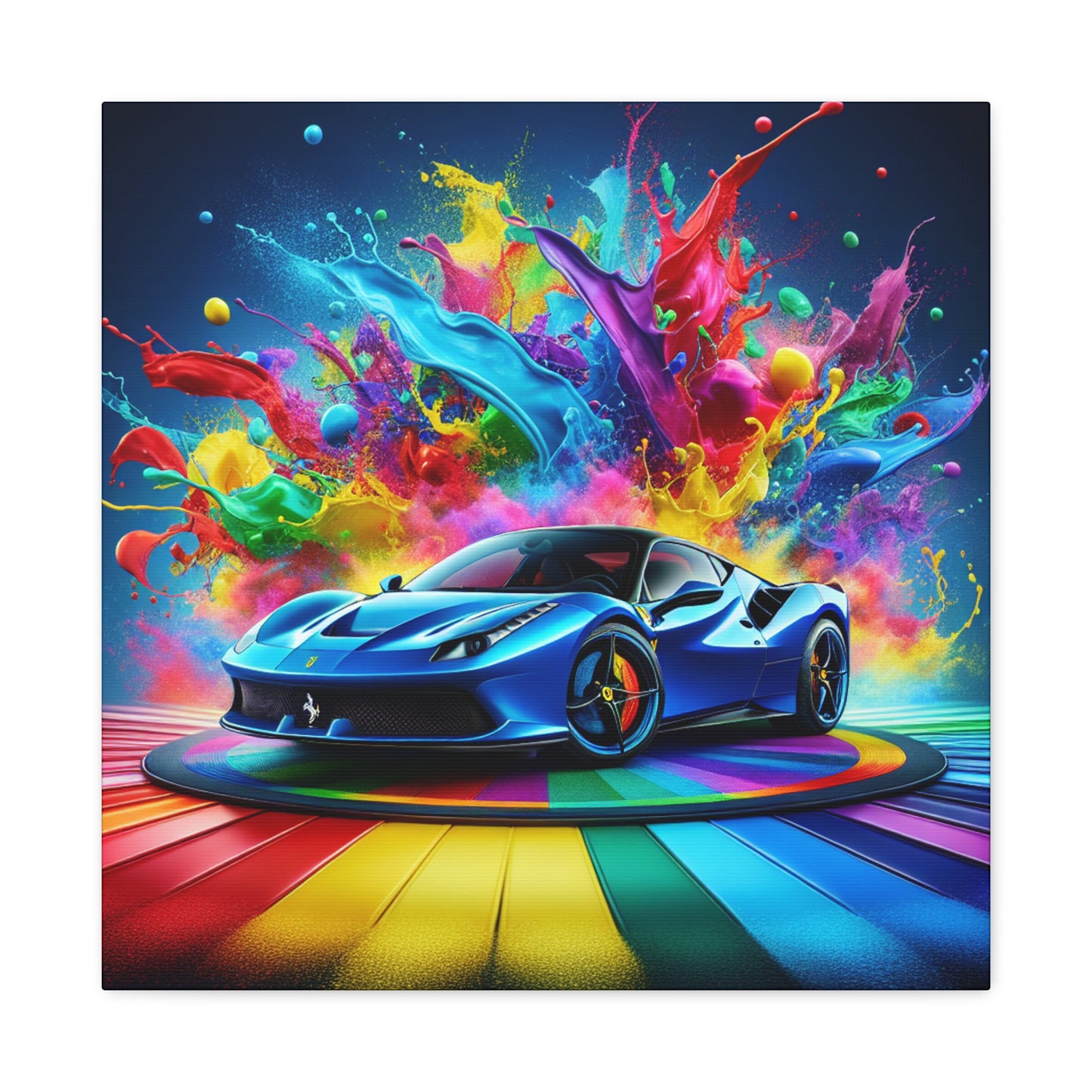 Luxurious Ferrari Art Canva, High Quality Wall Art, Detailed Car Painting, Home Decor, Man Cave Essential, Unique and Modern Design